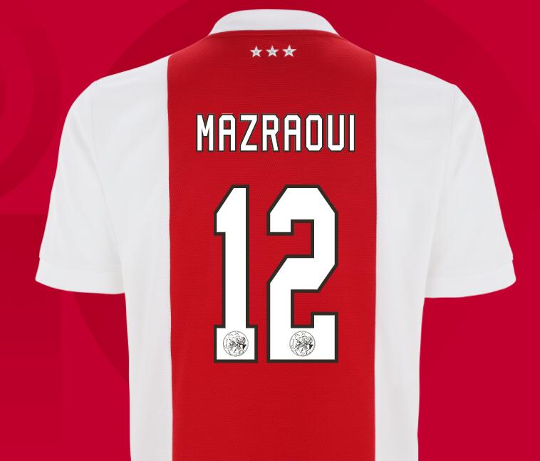 2021/22 Ajax Home Kit Soccer Jersey with Mazraoui 12 printing